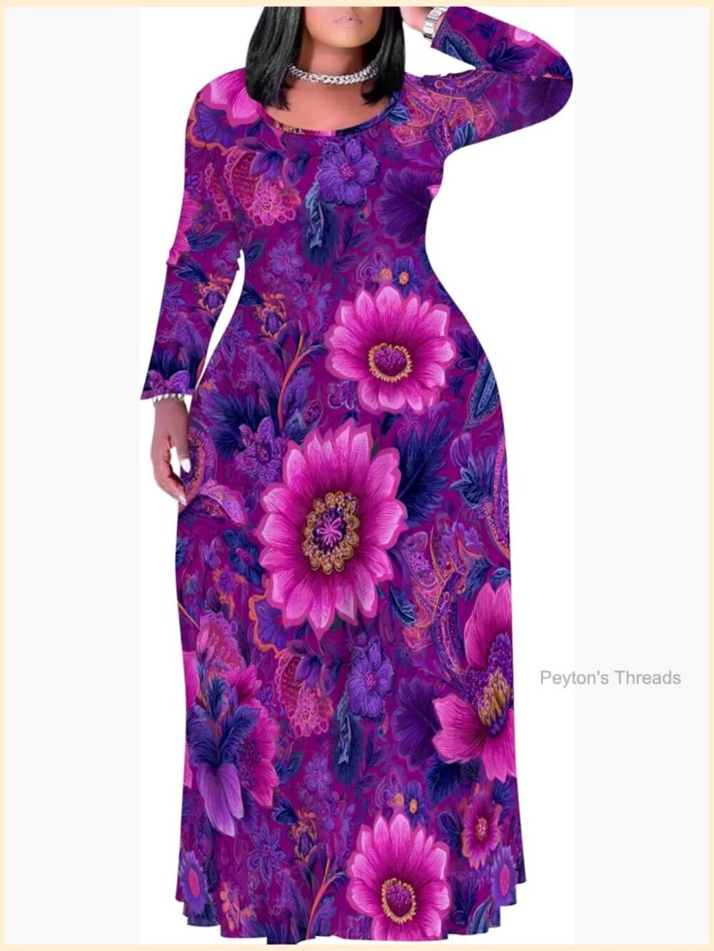 Plus Size Maxi Long Dress Printed Loose Cute Sexy Outfit